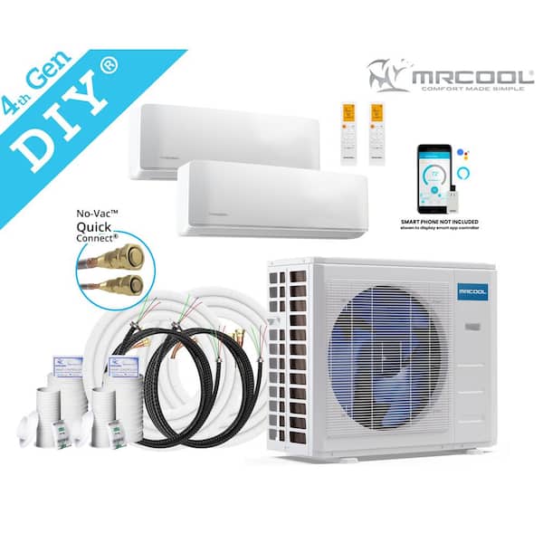 DIY 36,000 BTU 3-Ton 2-Zone 21.5 SEER Ductless Mini-Split AC and Heat Pump with 18K+18K & 25,25ft Lines