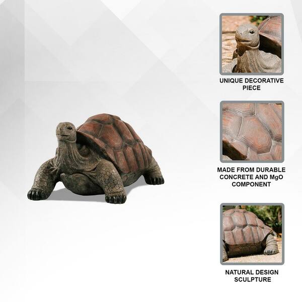 28 in. L Brown and Black Concrete/MgO Walking Tortoise Statue, Indoor or Outdoor decor, Natural Design Sculpture