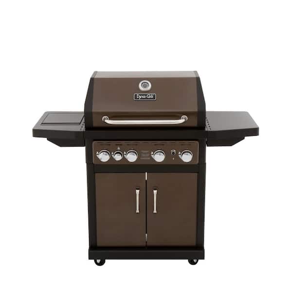 Dyna-Glo 4-Burner Propane Gas Grill in Bronze with Side Burner