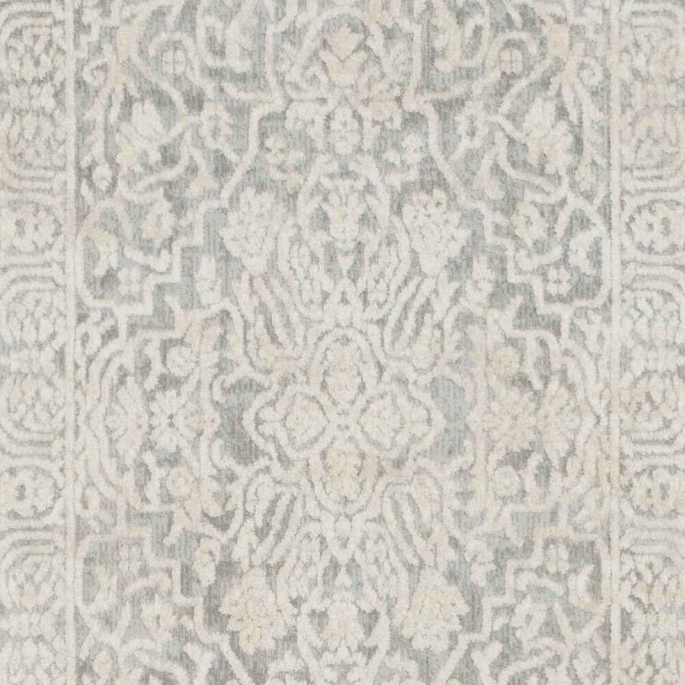 Light Grey and Cream Floral Cotton Area Rug