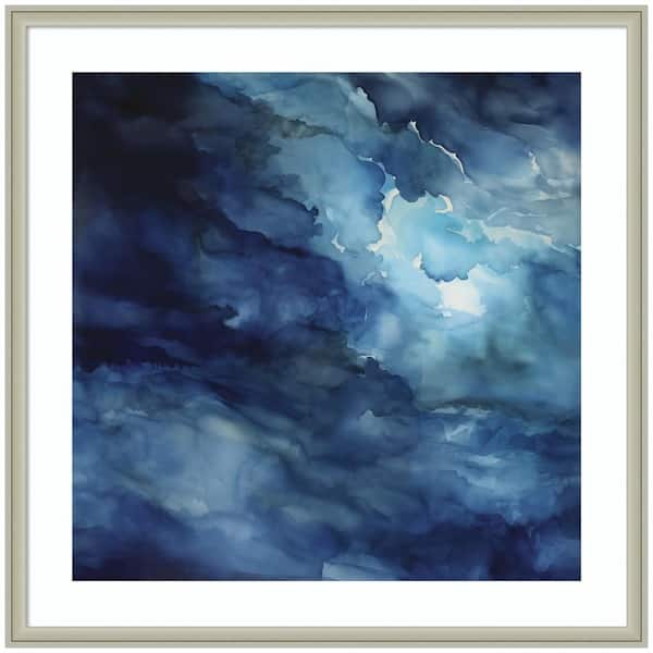 Florence "Rich Blue Watery Abstract" by The Creative Bunch Studio Abstract Framed Art Print 34 in. x 34 in.