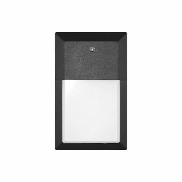 Euri Lighting 12-Watt Black Outdoor Integrated LED Mini Wall Pack Light in Soft White with Photocell