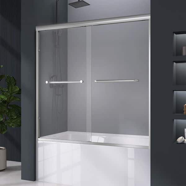 Zeafive 56 to 60 in. W x 58 in. H Double Sliding Tub Door in