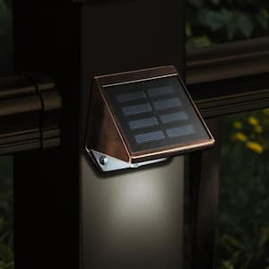 Solar 2-LED Outdoor Copper Integrated LED Deck and Wall Light (2-Pack)