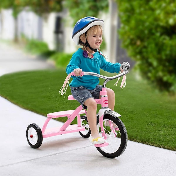 RADIO FLYER 33PZ Kids Classic Style Dual Deck Tricycle with Handlebar Bell Pink 33PZ The Home Depot