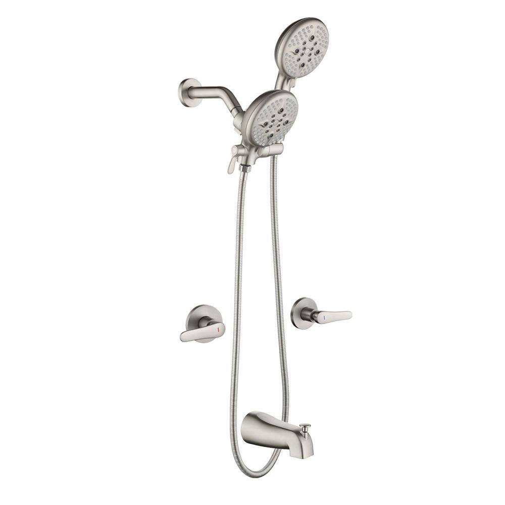 Double Handle 5-Spray Tub and Shower Faucet 1.8 GPM Brass Wall Mount Shower Faucet Set in. Brushed Nickel Valve Included price history on PriceWatchPro
