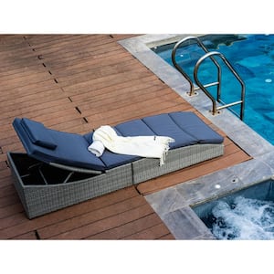 Florence Wicker Outdoor Day Bed with Gray Cushion
