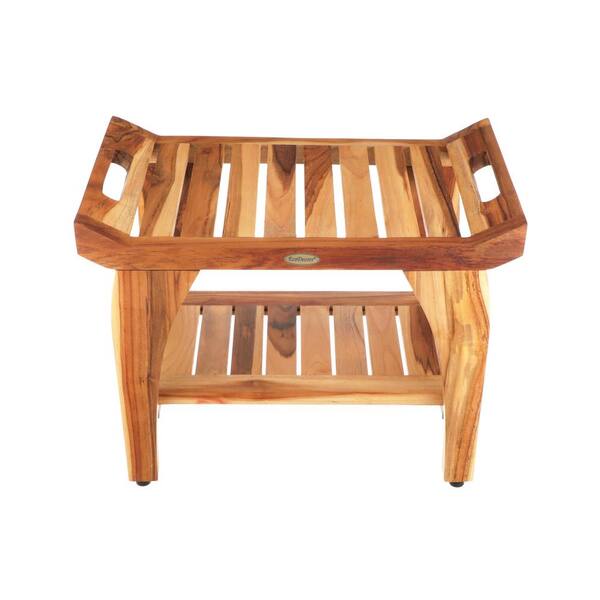 24 Tranquility ED941 Wide Teak Shower Bench with Handles - EcoDecors