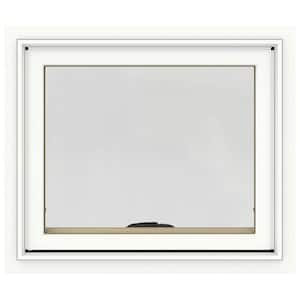 24 in. x 20 in. W-2500 Series White Painted Clad Wood Awning Window w/ Natural Interior and Screen