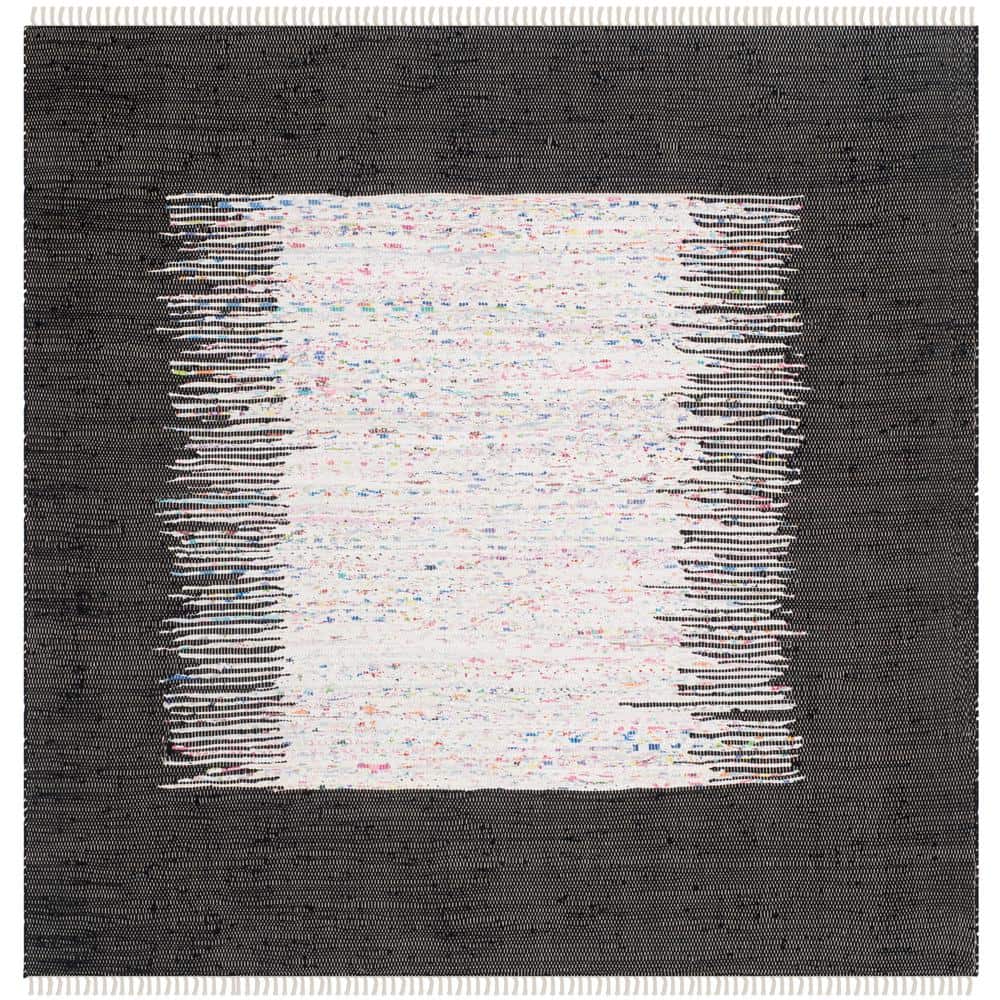 Montauk Ivory and Black Handwoven Cotton Area Rug