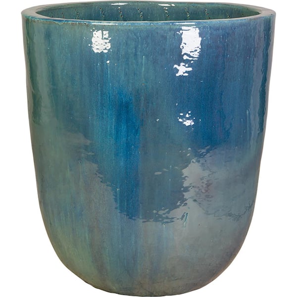 Unbranded 15 in. Tall Azul Ceramic Vestro Planter