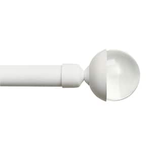 Eleanor 66"-120" Adjustable Length Single Curtain Rod Kit in White with Half-Clear Ball Finial