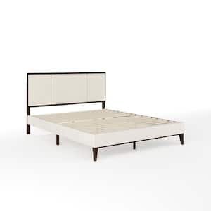 Jett Brown Wood Frame Queen Platform Bed with Upholstered Solid Wood