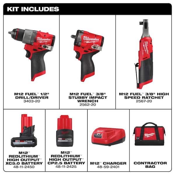 Milwaukee M12 FUEL 12V Lithium-Ion Cordless Drill Driver, Impact