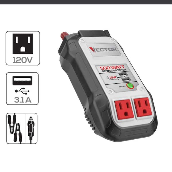 500 watt inverter cigarette lighter Energizer 500W Power with Low Voltage Battery Cut Off, METLab Approved, Cord, 2-Year Warranty EN548 at The inverter has multiple protection functions for safety Vector 500 Watt Power Inverter,