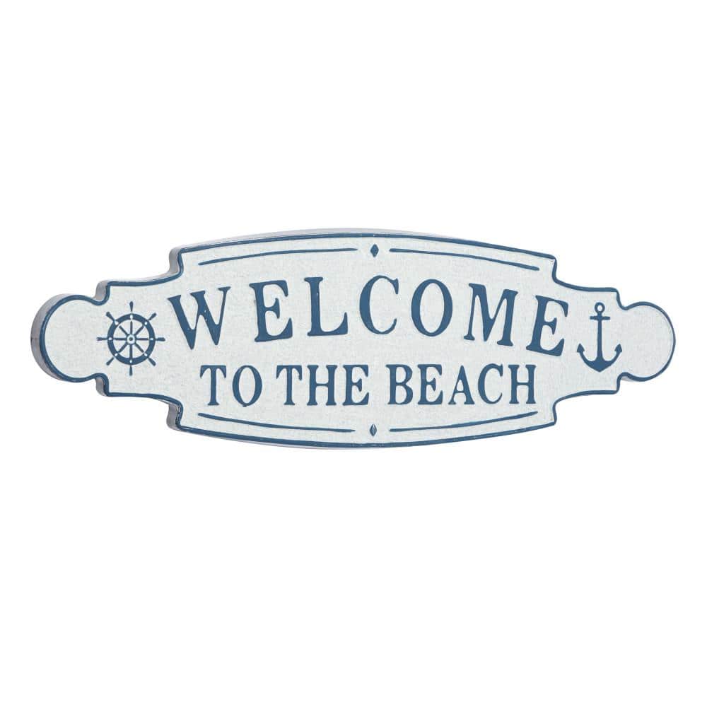 Blue Metal Nautical Welcome to the Beach Wall Sign