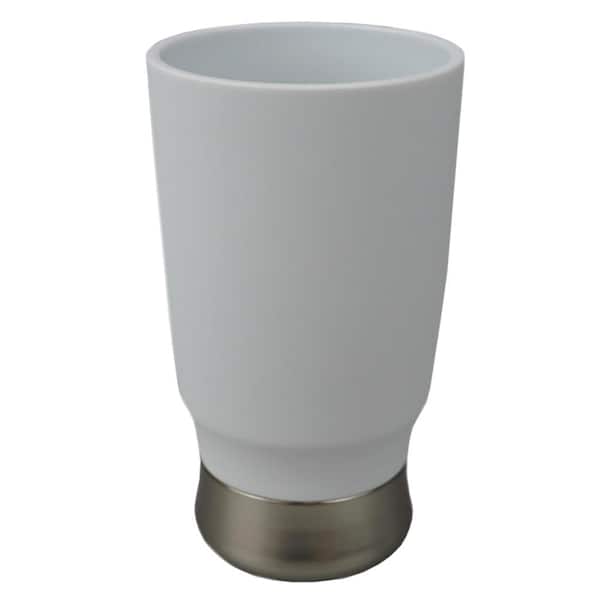 Home Basics Rubberized Plastic Tumbler with Steel Base in White