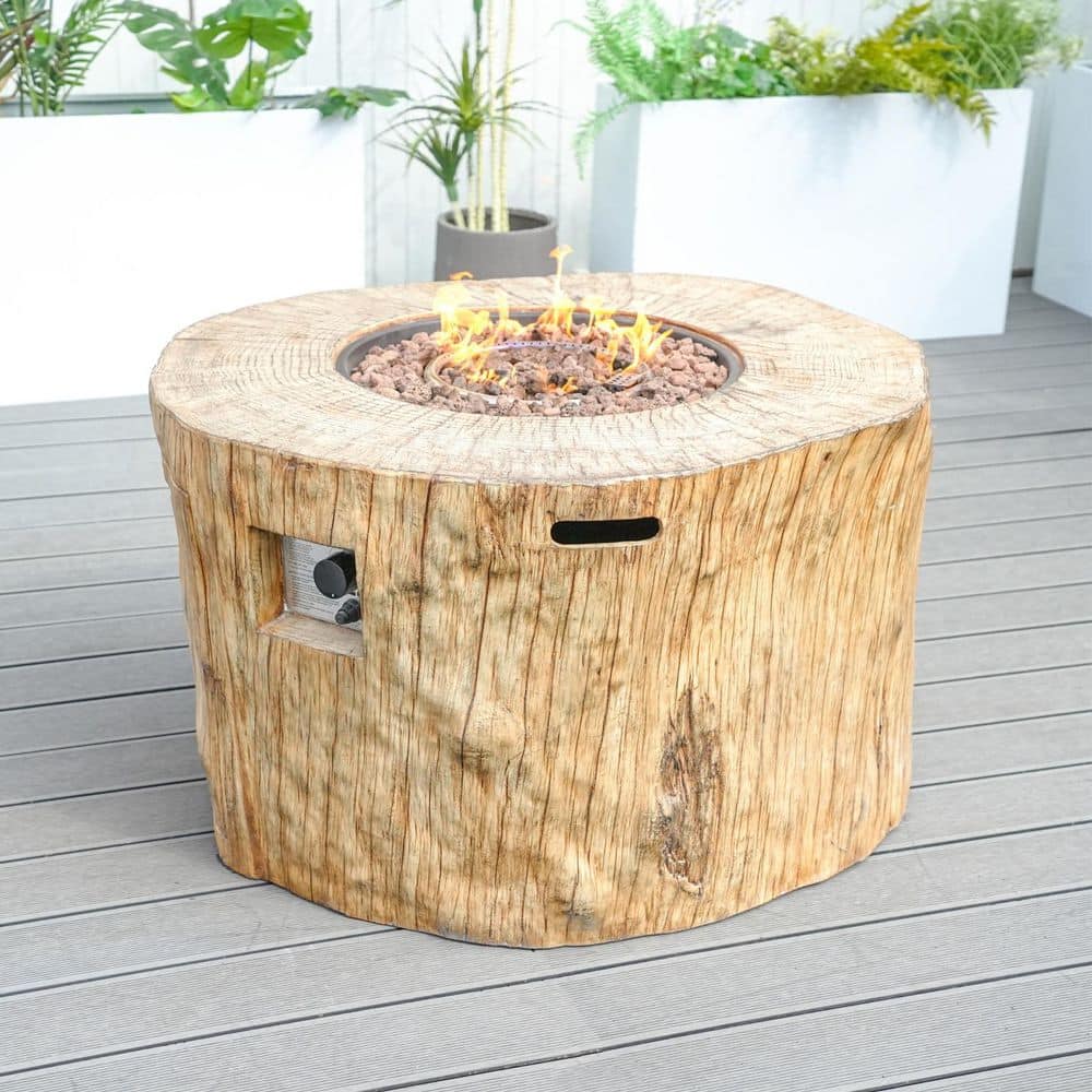 DIRECT WICKER Numa Brown Composite Outdoor Fire Pit Table DWG-2180