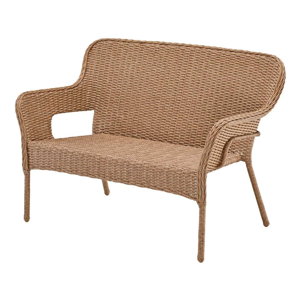 StyleWell Eastlake Honey Brown Wicker Outdoor Stack Loveseat FRS81118JL-HB - The Home Depot