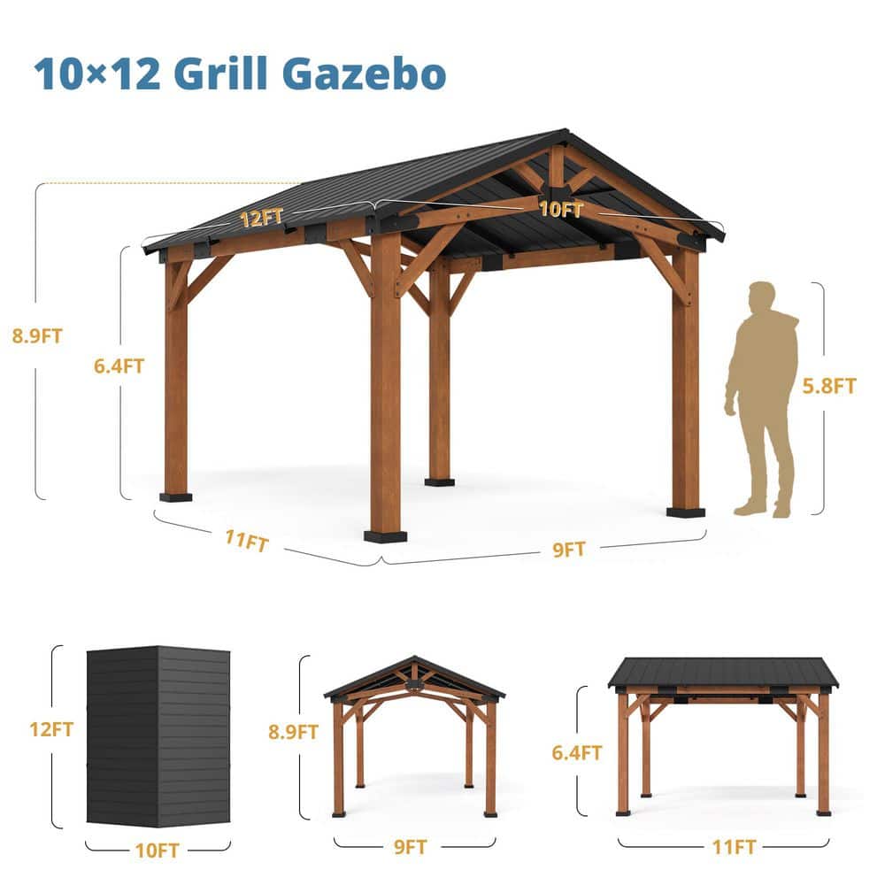 Norwood 12x10 Cedar and Steel Outdoor Gazebo
