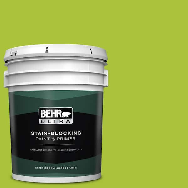 BEHR ULTRA 5 gal. #S-G-410 Green Crush Semi-Gloss Enamel Exterior Paint & Primer