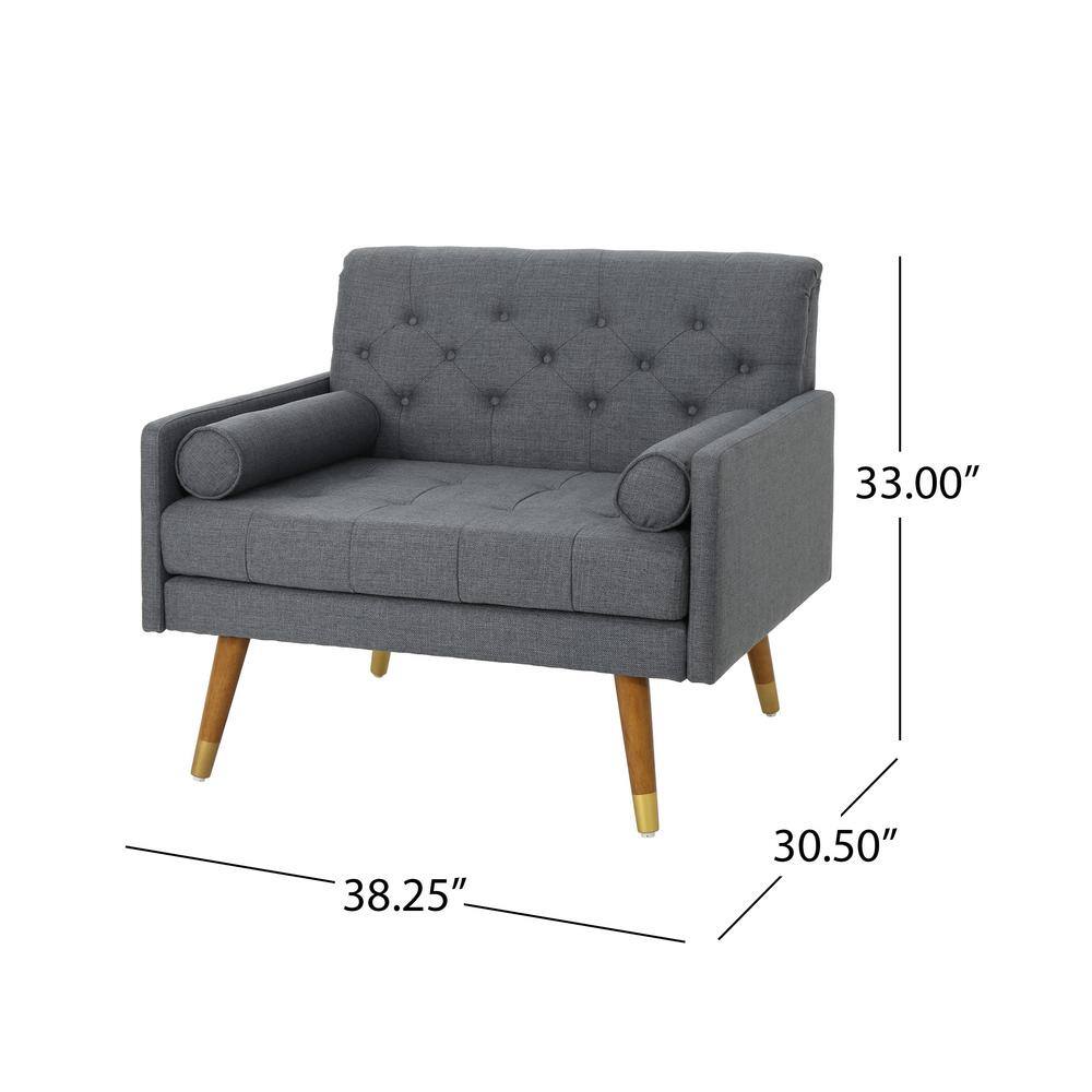 Dark Gray Rubberwood Mid-Century Modern Accent Chair