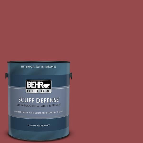 BEHR ULTRA 1 gal. #M140-6 Circus Red Extra Durable Satin Enamel Interior Paint & Primer