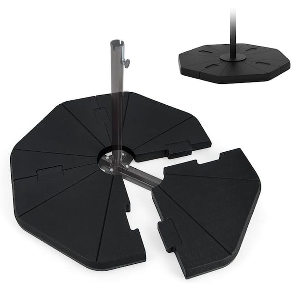 ATENGNES 4-Piece 208 lbs. Heavy Duty Offset Cantilever Water & Sand Fillable Umbrella Stand Patio Umbrella Base 46 in . Black