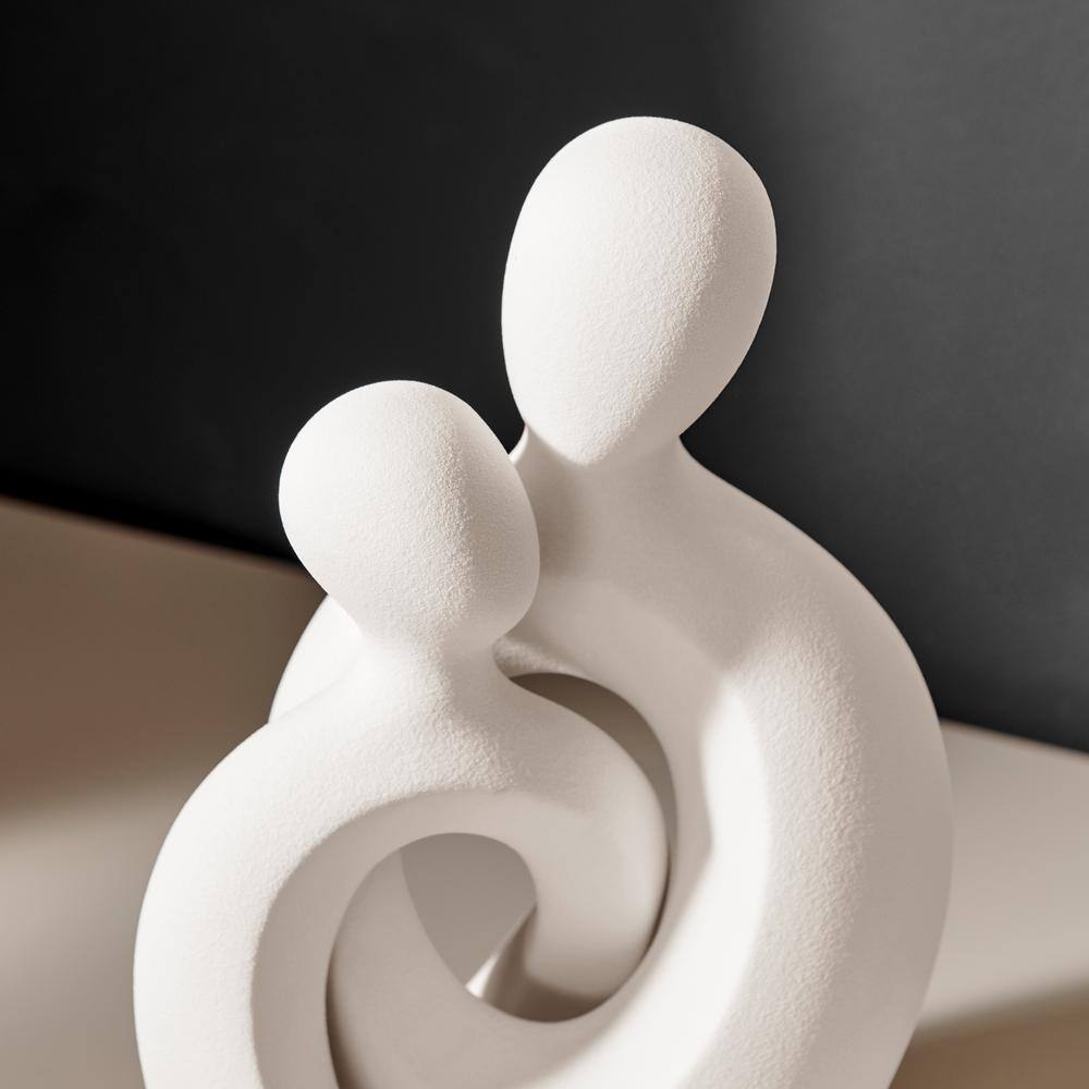 Hans Cream Abstract Intersecting Circle Couple Matte Ceramic Sculpture