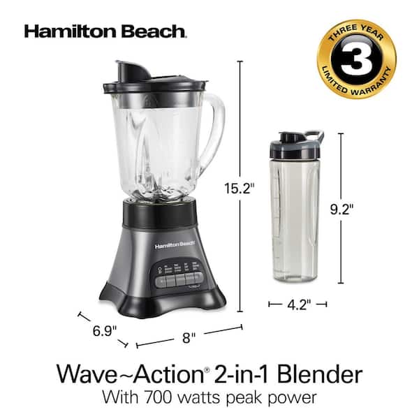Hamilton Beach Wave Crusher 40 oz. 4-Speed Gray Blender with Blend