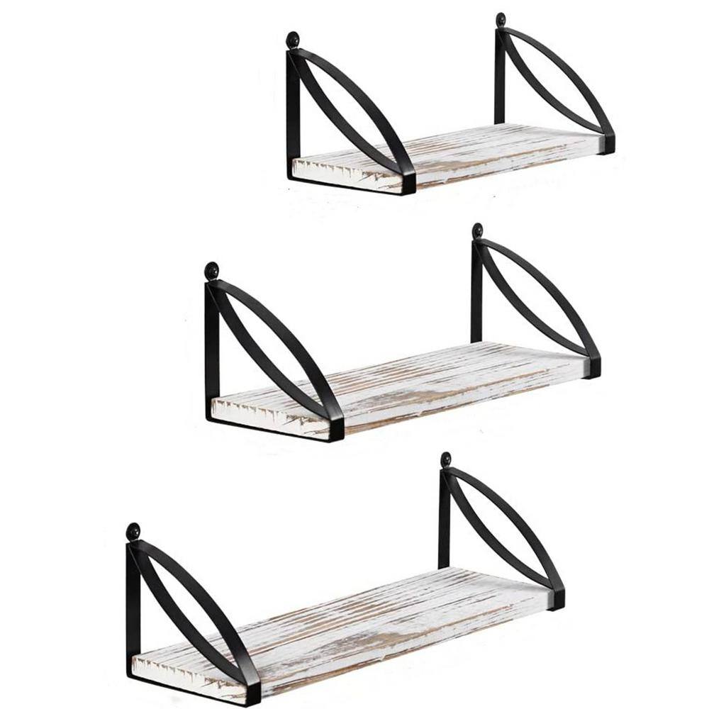 Oumilen WallMounted Shelves with Rustic Wood and Metal Brackets of