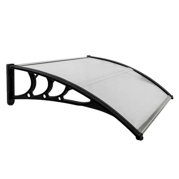 2.7 ft. x 3.3 ft. Free shipping Household Application Door & Window Rain Cover Eaves Canopy White & Black Bracket YJ
