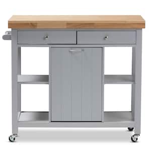Hayward Gray Kitchen Cart with Pull Out Garbage Bin