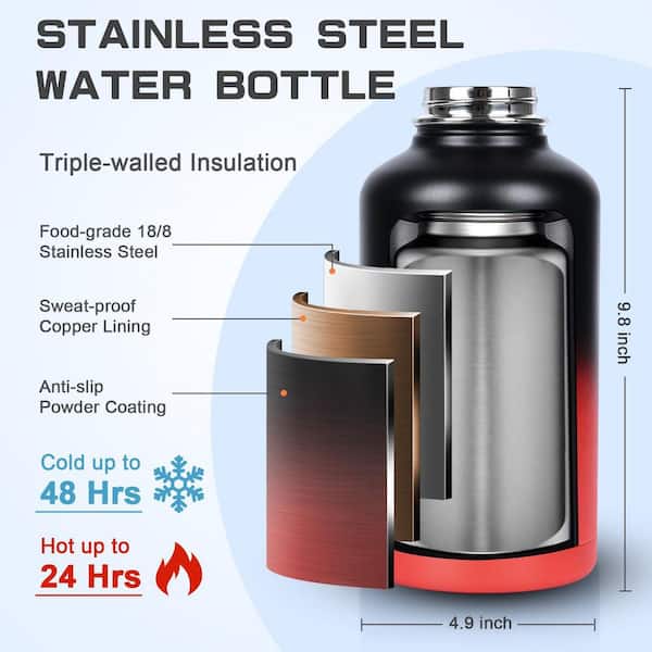 Anqtovp 64 oz. Stainless Steel Insulated Water Bottle Triple Wall