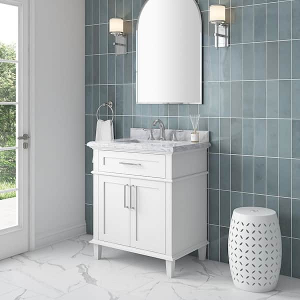 Sonoma 30 in. Single Sink White Bath Vanity with Carrara Marble Top (Assembled)
