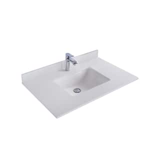 36 in. W x 22 in. D Quartz Vanity Top in White with White Rectangular Single Sink