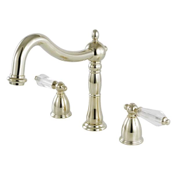 Kingston Brass Victorian Crystal 2-Handle Deck Mount Roman Tub Faucet in Polished Brass