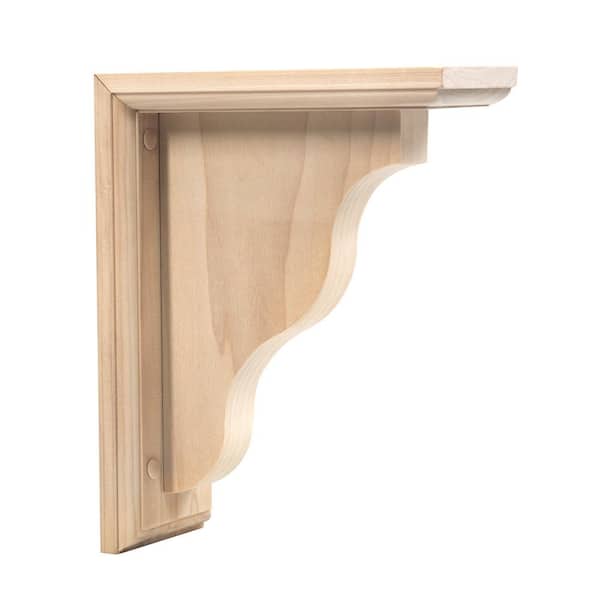 Unbranded Two-Way Bracket - 9 in. x 7 in. x 3.5 in. - Sanded Unfinished Hardwood - Countersunk and Pre-Drilled - DIY Home Shelving