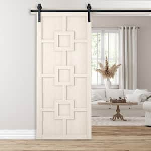 42 in. x 84 in. Mod Squad Parchment Wood Sliding Barn Door with Hardware Kit
