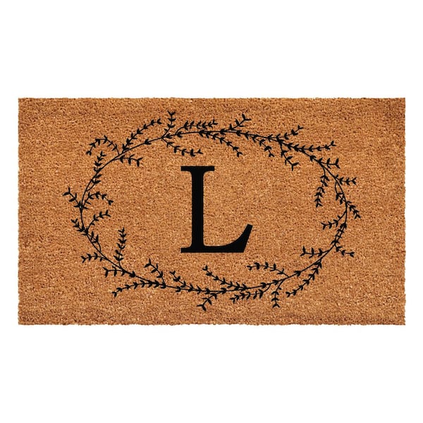Calloway Mills Rustic Leaf Vine Monogrammed Doormat, 36" x 72" (Letter L)