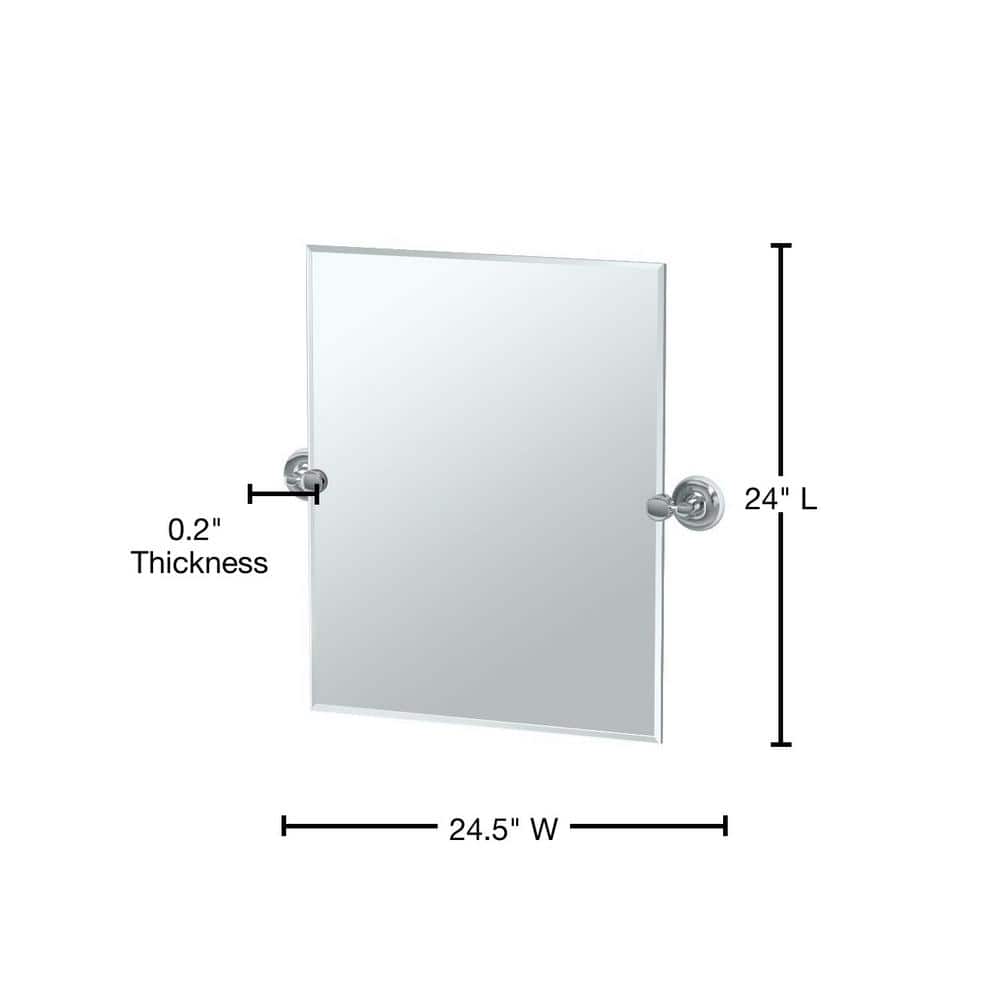 Elegant 24'' Frameless Beveled Glass Vanity Mirror with Chrome Finish