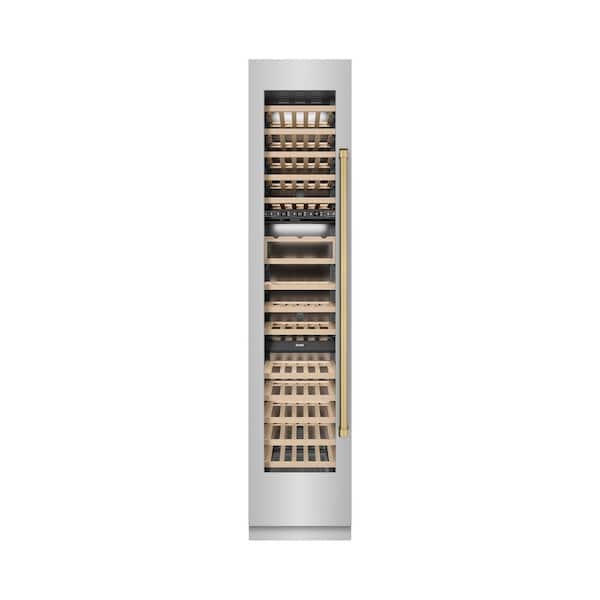 Autograph Edition 18 in. Triple Zone 68-Bottle Left Hinge Column Wine Cooler in Stainless Steel with Bronze Accents