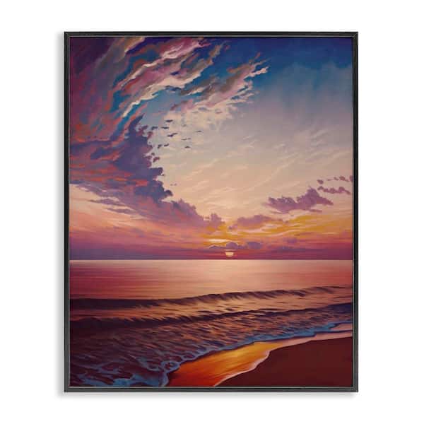 Stupell Industries Fabulous Sunset at Beach by Svetlana Aleynikova Black Framed Coastal Giclee Art Print 30 in. x 24 in.