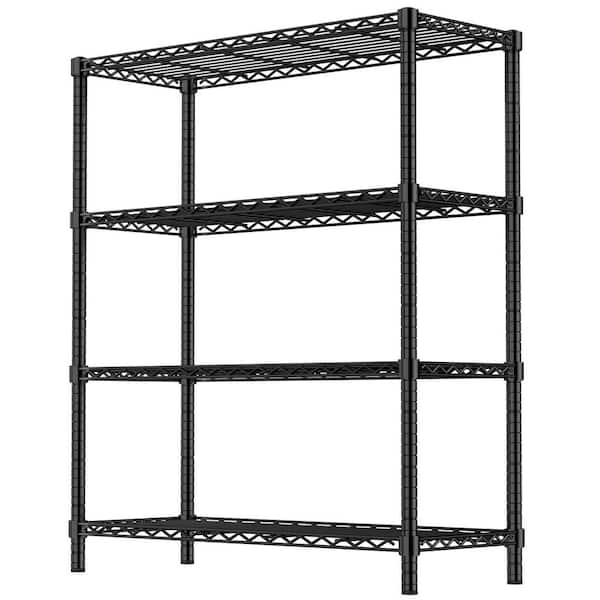 4-Tier Heavy Duty Steel Storage Rack, 350 lbs. Per Shelf Wire Shelf, Rust-Resistant for Kitchen/Laundry/Garage in Black