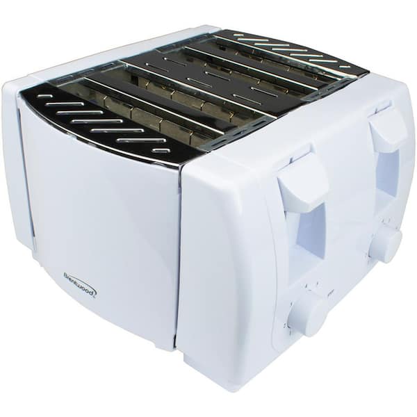 Brentwood Appliances 4-Slice White Toaster with Cool-Touch Exterior