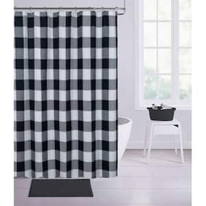 Imperial Checkered 70 in. x 72 in. Shower Curtain in Black