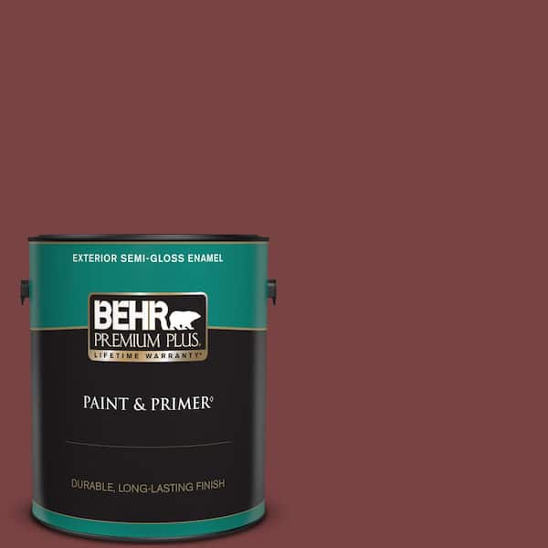 BEHR PREMIUM PLUS 1 gal. #S-H-140 Cinnamon Cherry Semi-Gloss Enamel Exterior Paint & Primer