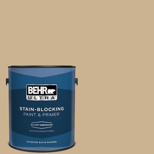 BEHR ULTRA 1 gal. #PWL-84 Tropical Tan Extra Durable Satin Enamel Interior Paint & Primer