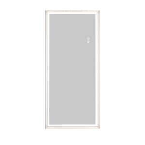 22 in. W x 48 in. H Modern Brown Solid Frame Full-Length Mirror Glass mirror Aluminum Profile Floor Mounted With LED