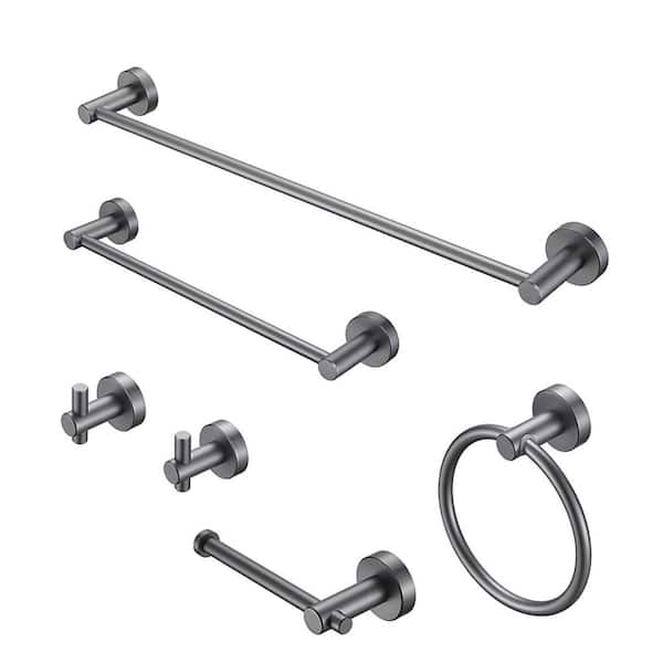 6-Piece Wall Mounted Bathroom Accessories, Bath Hardware Set with Mounting Hardware, Rust Proof in Gray